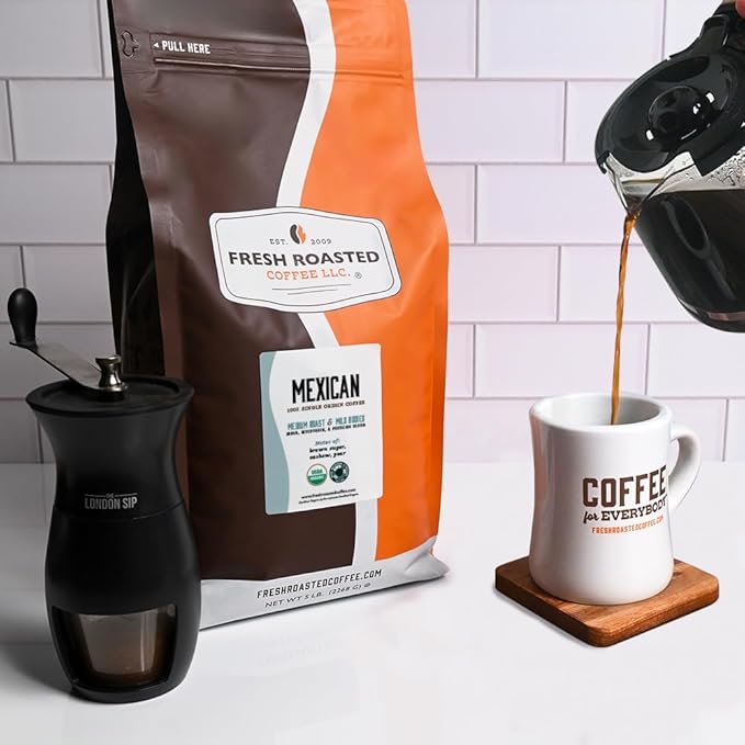 Fresh Roasted Coffee, Organic Mexican | Mold & Myco 3rd Party Tested, USDA Organic, Kosher | Medium Roast 5 lb (80 oz) Whole Bean