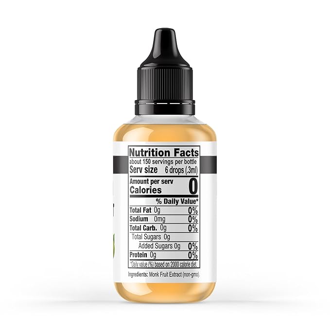 It's Just - Liquid Monk Fruit, No Erythritol, 100% Monkfruit Extract, Non-GMO, Non-Glycemic, No Fillers, 6 Drops = 1 Tsp Sugar, Heavy Metal Tested, Results Online (1.5fl oz | Pack of 1)