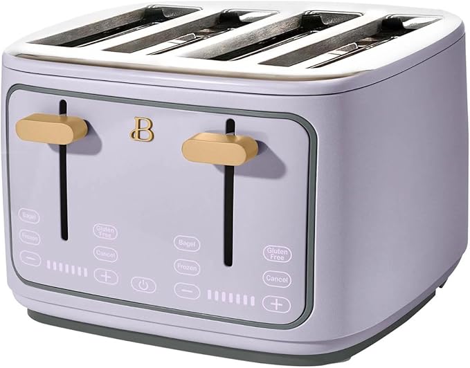 Beautiful 4 Slices Toaster - 7 Shade Settings, Touch Display, Extra-Wide Slots for Bagels, Gluten-Free & Frozen Presets, LED Countdown, Removable Crumb Tray, 1800-watt toasting (Lavender)