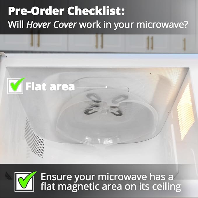 HOVER COVER Magnetic Splatter Cover, 12-Inch Clear BPA-Free Food Lid, Vented Plate Guard with Steam Vents, Anti-Splash Microwave Lid, Dishwasher Safe, Space-Saving Magnetic Storage - Onyx, 2 Pack