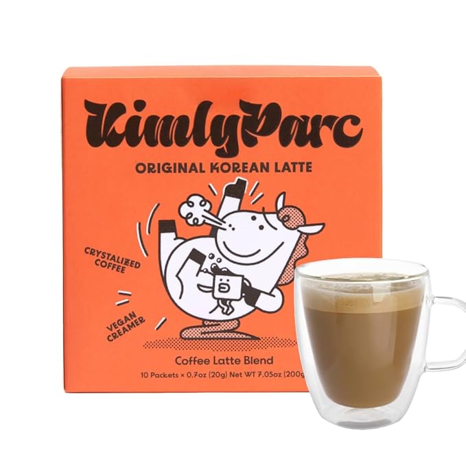 KimlyParc Vegan Korean Instant Coffee Mix | Original Korean Latte with Vegan Creamer, Organic Unrefined Cane Sugar, Himalayan Pink Salt | Lactose, Dairy, Gluten free | Premium 3-in-1 Coffee Enjoy Hot or Iced (10 Single Serve Packets)