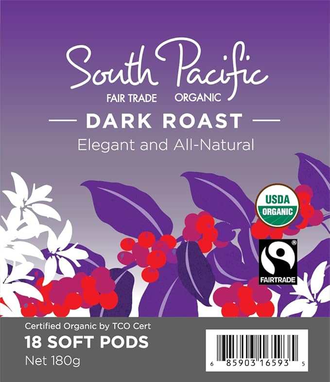 Wolfgang Puck Coffee, South Pacific Dark Roast, 9.5 Gram Soft Pod, 18 Count (Pack of 6)