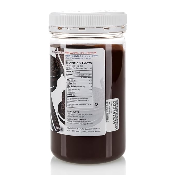Amoretti - Natural Cookies & Cream Artisan Flavor Paste, 8 oz, Perfect For Ice Cream, Beverages, Cakes, and more, Preservative Free, Vegan, Gluten Free, No Artificial Sweeteners, Highly Concentrated