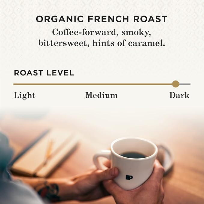 Peet's Coffee, USDA Organic Dark Roast Ground Coffee - French Roast 18 Ounce Bag