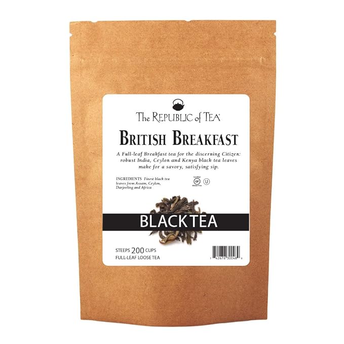 The Republic of Tea British Breakfast Black Full-Leaf Loose Tea, 1 Pound Bag | Steeps 200 Cups