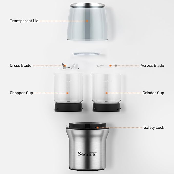 Coffee Grinder Electric Spice Herb Seeds Grinder with Two Glass Bowl, Dry and Wet Grinder
