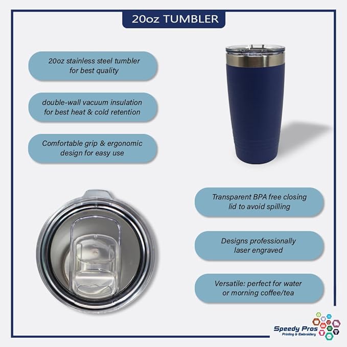 Custom Tumblera Tumblers Travel Mugs Coolest Dad Ever C Family & Friends Dad Insulated Drinkware Personalized Tumbler Cups Coffee Tumbler Engraved Stainless-Steel 20 Oz Navy Personalized Text Here