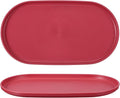 uxcell 2Pcs Fast Food Serving Trays, 12x6.6 Oval Reusable Restaurant Serving Trays for Kitchen Restaurant Coffee Fruit Burger Lunch Dessert, Rose Red