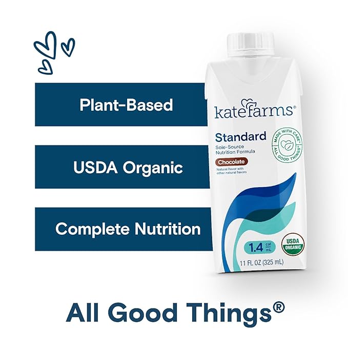 KATE FARMS Organic 1.4 High Calorie Nutrition Shake, Chocolate, 20g Protein, 27 Vitamins and Minerals, Meal Replacement, 11 oz (12 Pack)
