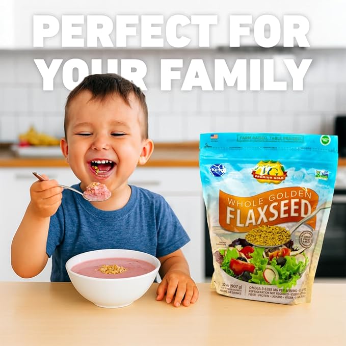 Premium Gold | Whole Flax Seed | 2 lbs. | Gluten-Free, Non-GMO, Kosher, Raw Seeds, Excellent Source of Fiber, Source of Omega-3, Plant-Based Protein, No Preservatives, No Additives