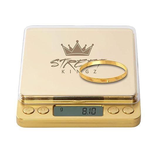 Street Kingz Gold Digital Jewelry Scale - High Precision 1000g Capacity Portable Food Scale with Multi- Unit Conversion & Piece Counting - Mini Scale Includes 2 Weighing Bowls