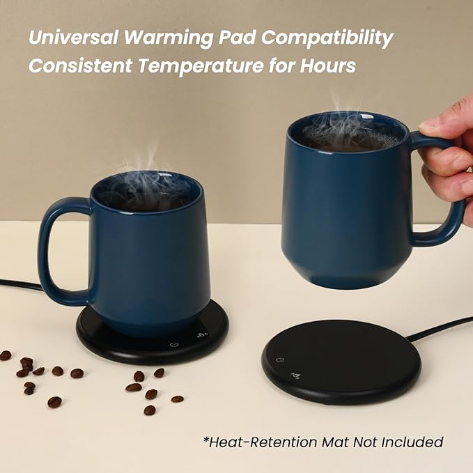 Miicol Ceramic Coffee Mug, 16 oz Large Coffee Cup, Tea Mug with Handle, Flat Bottom Mug for Men, Women, Office, Microwave and Dishwasher Safe, Multi-Color, Navy