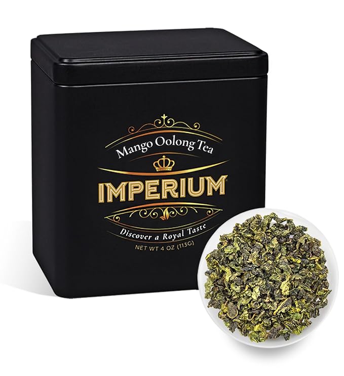 Imperium Mango Oolong Tea Loose Leaf (4oz), Hand-Picked Premium Oolong, Brews 100 Cups, Natural Beverage for Well-Being, Harmonious Floral Undertones, Tropical Sweetness and Smooth Fruity Taste