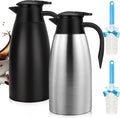 68OZ Thermal Coffee Carafes for Keeping Hot, 2 Liter Stainless Steel Thermal Carafe, Double Wall Vacuum Insulated Pitcher Tea Pot for Coffee Tea Keep Hot 12 Hours, Silver & Black