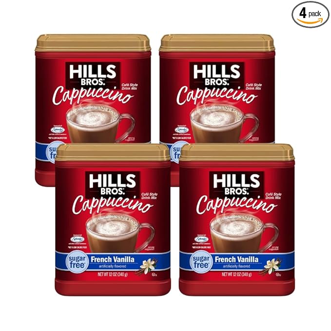 Hills Bros. Flavor Coffee (Sugar-Free French Vanilla, 12 Ounce (Pack of 4)