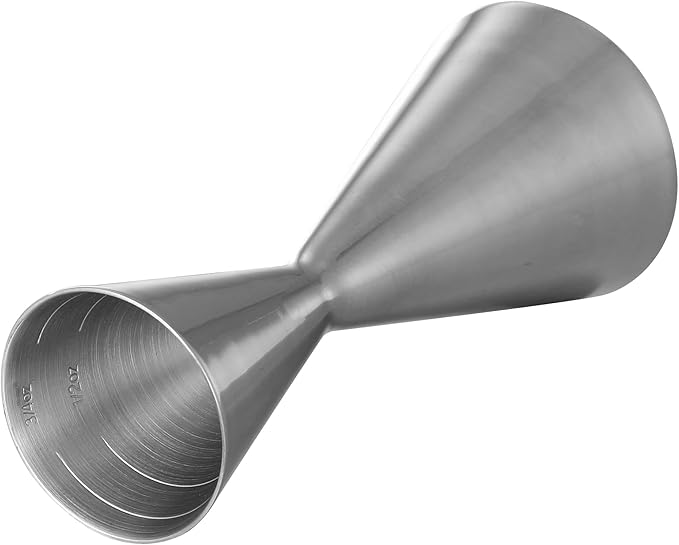 Double Cocktail Jigger Slim Style Measuring Jigger with Etched Pattern (Silver)