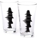 Pint Glasses with Fish and Forest Screen Print - 16 oz. Beer Glasses for Craft Beer - Fishing Gifts and Glasses for Fisherman - Trout and Forest