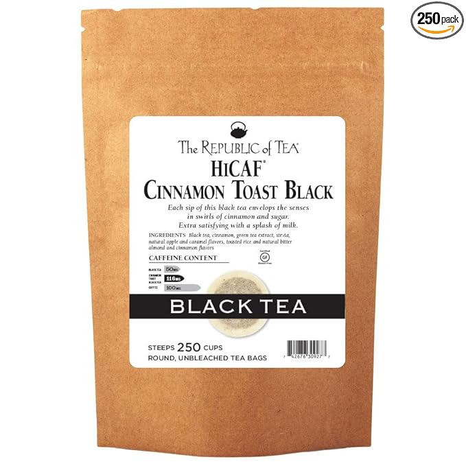 The Republic of Tea HiCAF Cinnamon Toast Black Tea, 250 Tea Bags, Premium Blended High-Caffeine Black Tea
