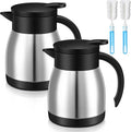 Uiifan 2 Pcs 17 Oz Thermal Coffee Carafe Stainless Steel Insulated Vacuum Coffee Carafes Double Walled Vacuum Thermal Pot Flask with Brushes for Keeping Cold Hot Tea Water Milk Home Office (Silver)