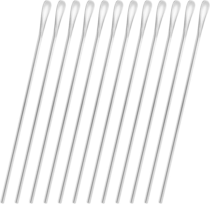 12-Pack 10.0" / 25.8cm Stainless Steel Long Handle Stirring & Mixing Spoon – Reusable Bar Tool for Coffee, Tea, Iced Drinks & Cocktails