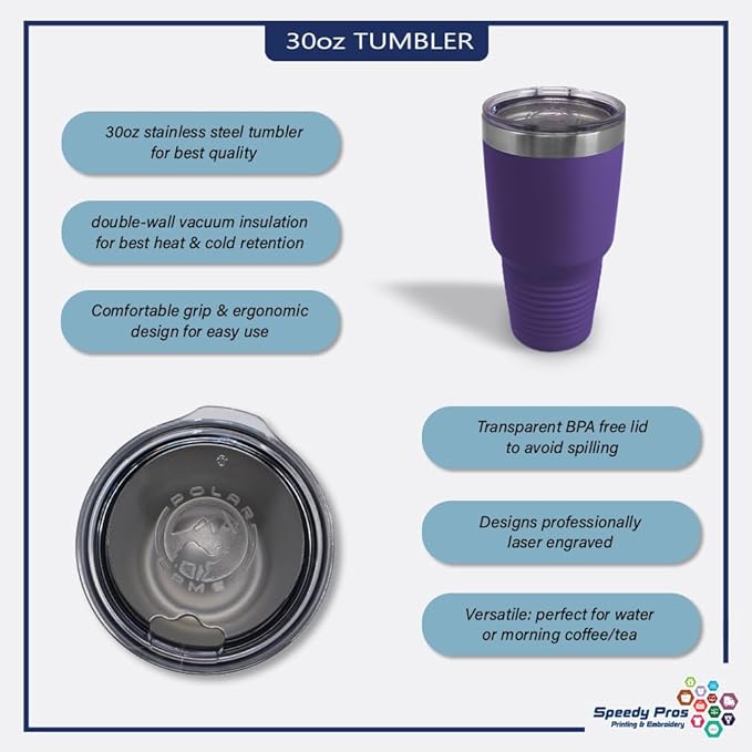 Custom Tumblera Tumblers Travel Mugs Everything Happens for A Reason Inspiration & Motivation Insulated Drinkware Stainless-Steel 30 Oz Purple Personalized Text Here