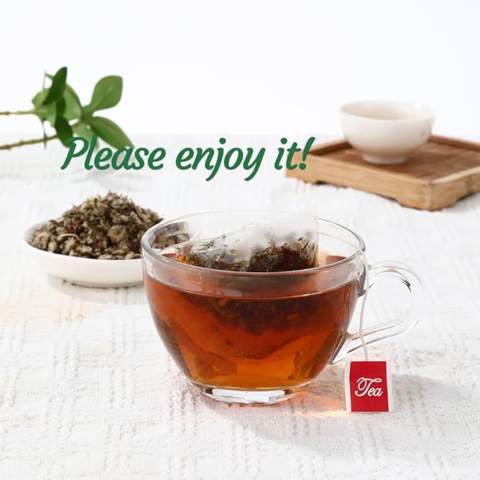Premium 60 Natural Herbal Blend Tea Bags, Made with 6 Natural Herbs, Mullein Leaves, Elderberry, Thyme, Rooibos, Ginseng Root, Ginger Root, for Respiratory Support & Lung Health & Cleanse Mucus & Wellness & Detox.