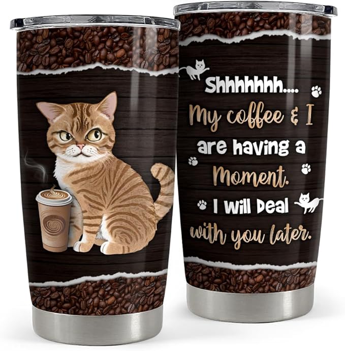 Cat Tumbler 20oz Stainless Steel Insulated Travel Mug Cup for Women Girls Coffee Lovers Gifts for Birthday Christmas