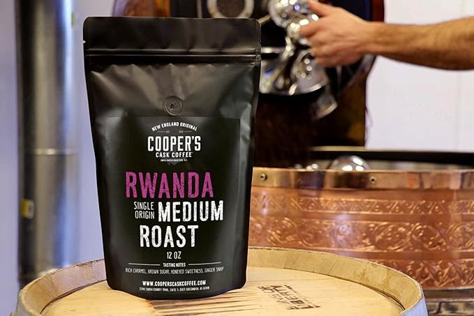 Rwanda Full Bodied Medium Roast Coffee Beans, Single Origin Whole Bean, 12 oz Bag