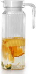 Acrylic Pitcher 37 oz, OEH Unbreakable Clear Plastic Pitcher with Lid, BPA-Free, Heat-Resistant Small Plastic Water Pitcher for Tea, Sangria, Lemonade, Juice, Milk, Stripe