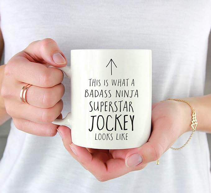Andaz Press Funny 11oz. Ceramic Coffee Tea Mug Gift, This is What a Badass Ninja Superstar Jockey Looks Like, 1-Pack