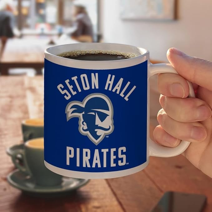 Seton Hall Pirates Ceramic Coffee Mug, Novelty Gift Mugs for Coffee, Tea and Hot Drinks, 11oz, White
