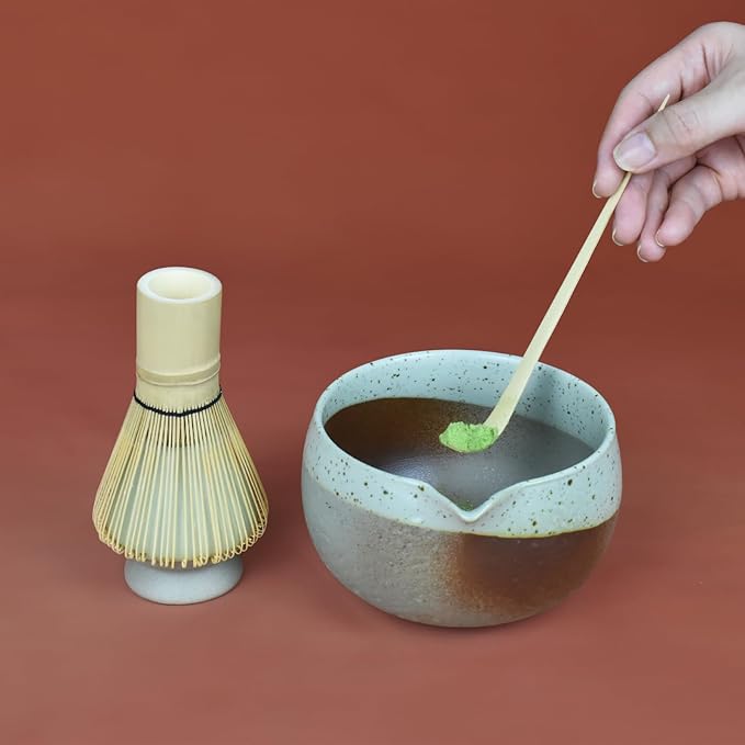 Artcome Matcha Tool Set– Bowl with Pouring Spout, Whisk, Whisk Holder, Tea Scoop – Traditional & Refined