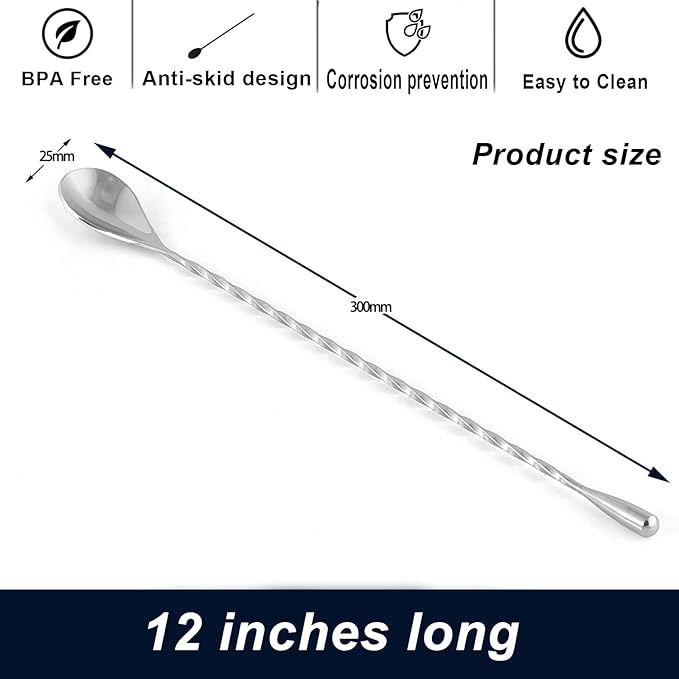 Bell Cocktail Jigger with Measuring Marks (1oz, 2oz) and Mixing Spoon - Bartender Set