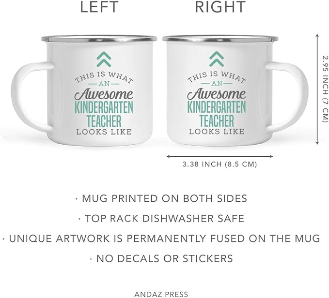 Andaz Press 11oz. Stainless Steel Campfire Coffee Mug Gift, This is What an Awesome Kindergarten Teacher Looks Like, 1-Pack, Birthday Gift Ideas Coworker Him Her, Includes Gift Box