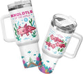 34HD Pixel Axolotl 40oz Tumbler with Handle and Straw – Cute Sea Animal Stainless Steel Water Cup – Insulated Coffee Travel Mug for Kids, Gamers, Women, Axolotl Lovers, Birthday Gift Christmas Gift