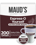 Maud's Espresso Coffee Pods, 200 ct, Dark Roast in Recyclable Single Serve Pods – 100% Arabica Coffee, Compatible with Keurig K Cups Maker