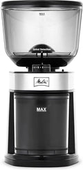 Melitta Molino Flat Burr Coffee Grinder | Whole Bean Grinder | Easy Clean & Assembly | Safety Lock Feature | with Cleaning Brush and Spoon Included |Capacity: 8 oz (225g) | 14 cups