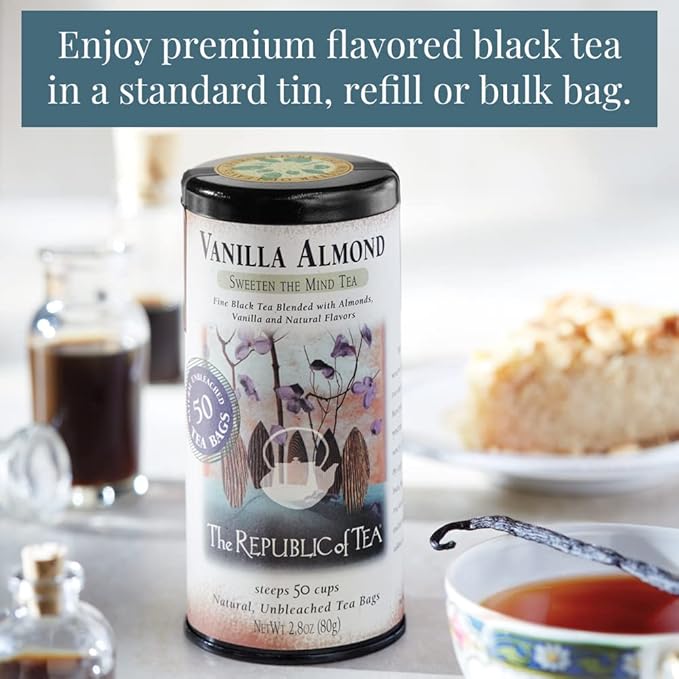 The Republic of Tea — Vanilla Almond Black Tea Bulk, 250 Bulk Tea Bags, Naturally Caffeinated
