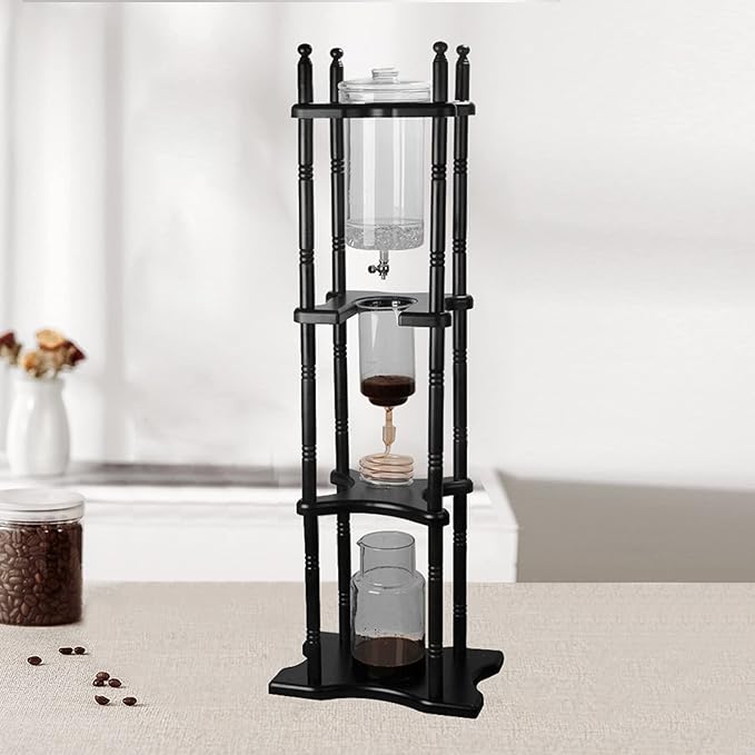Large Capacity Cold Brew Tower Japanese Cold Brew Maker Glass Cold Brew Coffee Makers Drip Coled Coffee Tower Iced Tea Maker for Home Office Coffee Shop