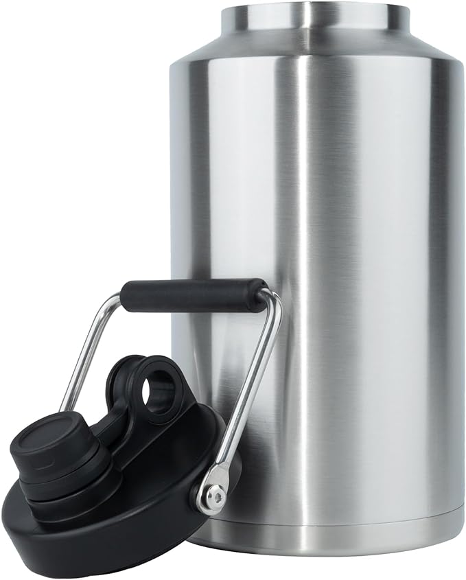 Kerilyn Insulated Gallon Jug with Handle, One Gallon, 128 Ounces, Stainless Steel, Large Double Vacuum Water Bottle for Hot & Cold Drinks, Wide Mouth, Sweat Proof, Great for Travel, Camping
