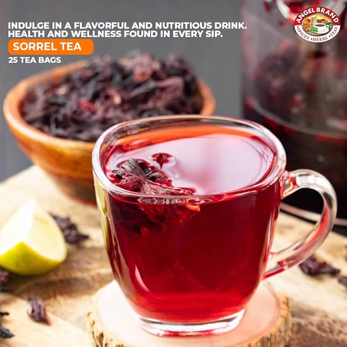 Angel Brand Sorrel Tea Bags 20 – Pack of 3 – Hibiscus Flower Tea for Refreshing Flavor &
