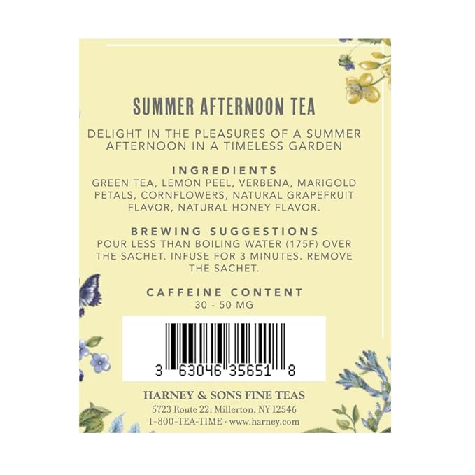 Harney & Sons Summer Afternoon Colonial Williamsburg Blend | Green Tea with Floral and Fruit Flavors