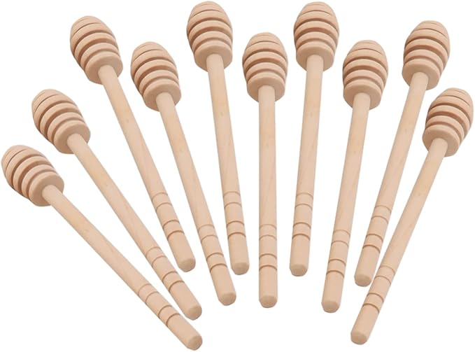 100pcs 6 inch Wooden Honey Mixing Stirrer Dipper Stick Collecting Dispensing Drizzling Honey Spoon Dipper Jam Portable Wedding Party Gift (100, 6Inch)