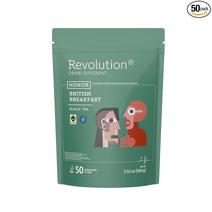 REVOLUTION TEA® English Breakfast Tea [THE ORIGINAL] – British Breakfast – Premium Full Leaf Tea – Biodegradable Infuser Tea Bags – Black Tea – 50 Bags