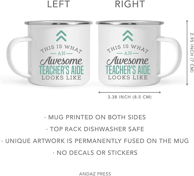 Andaz Press 11oz. Stainless Steel Campfire Coffee Mug Gift, This Is What An Awesome Teacher's Aide Looks Like, 1-Pack, Birthday Ideas Coworker Him Her, Includes Box Teacher Aide Mugs Teacher Aide Cup