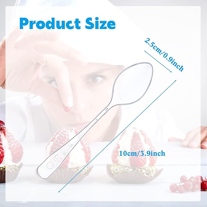 1000 Pcs Clear Mini Spoons for Desserts Small Plastic Tasting Tiny Disposable Spoons Plastic Serving Utensils Bulk for Sample, Ice Cream, Appetizer, 3.7 x 0.8 Inch