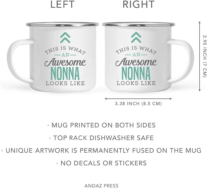 Andaz Press 11oz. Stainless Steel Campfire Coffee Mug Gift, This is What an Awesome Nonna Looks Like, 1-Pack, Birthday Gift Ideas Coworker Him Her, Includes Gift Box