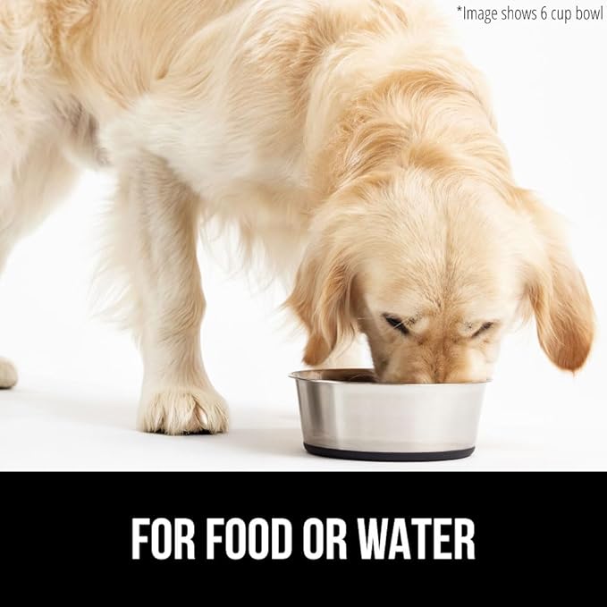 GORILLA GRIP Dog Bowl, Holds 4 Cups (32 fl oz), Heavy Duty Metal Food and Water Bowl for Feeding Dogs and Cats, Easy Clean, Dishwasher Safe, Rust Resistant Stainless Steel, BPA Free Rubber Base, Black