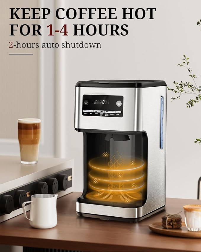 Kismile Coffee Maker, 14-Cup Programmable Drip Coffee Makers Machines with Timer, Reusable Filter & Keep Hot Plate, Auto Pause, Self-Cleaning, Stainless Steel