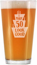 Make 50 Look Good - Funny 16 oz Pint Glass for Beer - 50th Birthday Gifts for Men or Women Turning 50 - Bday Party Decor